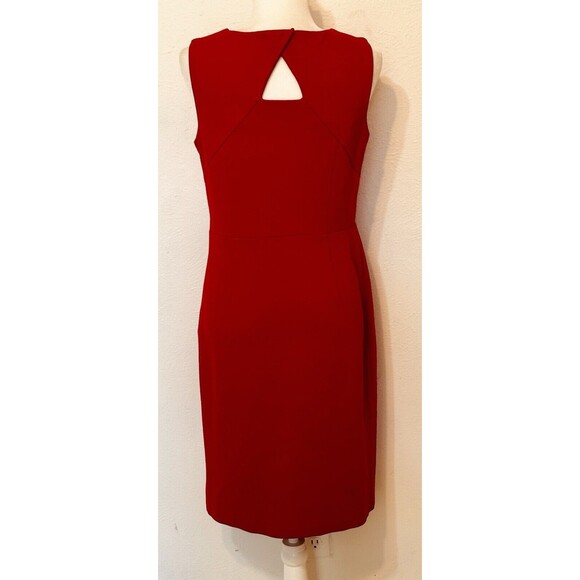 Talbots Women Size 6 Sleeveless Sheath V-Neck Red Dress Back Keyhole Formal - Picture 4 of 11